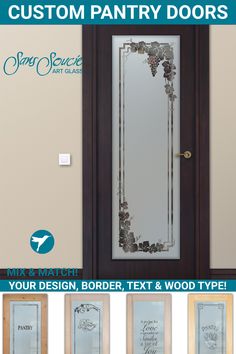 custom pantry doors for your design, border, text & wood type