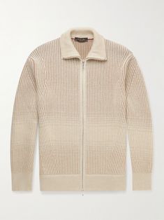 Loro Piana's zip-up cardigan has been made in Italy from a soft cashmere and wool-blend. It's knitted with insulating ribs and has dropped shoulder seams for a more relaxed fit. Loro Piana Sweater, Cardigan For Men, Loro Piana Men, F Men, Knitting Tips, Stylish Hoodies, Zippered Cardigan, Knit Men, Dapper Men