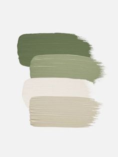 three different shades of green and white paint