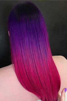 Vivid Balayage Brunette, Hear Color Style, Red Purple Ombre Hair, Purple And Fuschia Hair, Pink Purple Red Hair, Purple And Red Hair Ombre, Purple And Pink Hair Color Ideas, Red And Purple Hair Color Ideas, Purple To Pink Ombre Hair