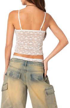 Sweeten your vibe in this cropped cami designed with lovely sheer lace and slender adjustable straps. V-neck Adjustable straps 90% nylon, 10% spandex Machine wash, dry flat Imported Sheer Camisole, Cropped Cami, Nordstrom Store, Anniversary Sale, Sheer Lace, Adjustable Straps, Nordstrom, Spandex, V Neck