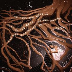 an illustration of a man hugging a woman under a tree with words written on it