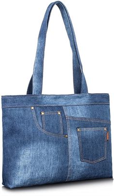 a large denim bag with two pockets