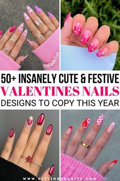 Valentine’s Day Nails Red, Minimal Valentines Nails, Classy Valentines Nails, Pink Cherry Nails, Valentines Nails Red, Valentine Nails Designs, Nail Art Valentines Day, Valentines Nails Ideas, Valentines Day Nails Ideas