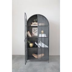 Arched Cabinet, The Feathered Farmhouse Metal Display Cabinet, Decorative Storage Cabinets, Farmhouse Cabinets, Storage Furniture Living Room, Arched Doors, Metal Display, Metal Cabinet, Glass Cabinet Doors, Curio Cabinet