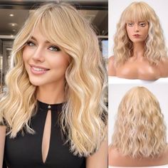 The Price Is Firm. Brand New. Human Hair Blend Blonde With Platinum Blonde Highlights Curly Wave Wig. Water Wave Wig. Length: 18 Inch. Beautiful And Natural Look. Can Be Straighten Or Curled And Washed. Easy To Take Care Of It And Daily Use. Natural Bangs, Dark Brown Hair Extensions, Platinum Blonde Highlights, Sew In Hair Extensions, Curly Bob Wigs, Hair Tape, Straight Lace Front Wigs, Short Blonde, Brown To Blonde