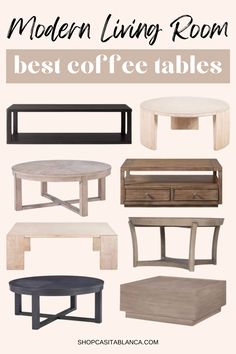 modern living room coffee tables with text overlay that reads modern living room best coffee tables