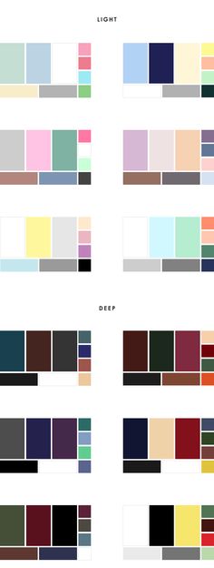 four different color palettes are shown in the same row, each with different colors