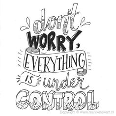 a black and white drawing with the words don't worry everything is under control