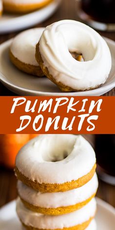 pumpkin donuts stacked on top of each other