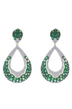 STEFERE-Diamond Tsavorite Hoop Earrings-YELLOW GOLD Marissa Collections, Discount Jewelry, Diamond Hoop Earrings, Fine Jewels, Jewelry Lover, Bridal Earrings, White Diamond, Bridal Jewelry, Fashion Statement