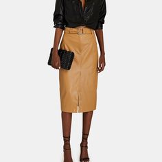 Beautiful Vegan Leather Midi Belted Skirt! Great Color For Fall Fits Better On 10/12 Since It’s Snug! Green Midi Skirt, Belted Skirt, Floral Print Midi Skirt, Pencil Silhouette, Leather Midi Skirt, Knit Midi Skirt, Printed Midi Skirt, Boho Skirts, Fall Fits