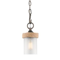 Chatham 5 in. Pendant Light Bronze finish - Bees Lighting Cylinder Pendant Light, Transitional Lighting, Sandblasted Glass, Golden Lighting, Rope Wrapped, Transitional Wall Sconces, Cool Floor Lamps, Mini Pendant Lights, Modern Pendant