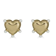 KENNETH JAY LANE GOLD POLISHED PUFFY HEART EARRINGS $75 Your heart might skip a beat because these Kenneth Jay Lane Puffy Heart Earrings are heart-stoppingly gorgeous! These gold-plated heart-shaped puffy earrings are adorned with faux pearls, making them a favorite among fans of Kenneth Jay Lane's earrings.   Pierced Posts 1.5" x 1.25" Gold Plated SKU: KJL-1HRTP Necklace Length Guide, Puffy Heart, Gold Polish, Ring Size Guide, Heart Earrings, Ring Necklace, Pearl Jewelry, Statement Earrings