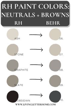 the color scheme for neutrals and browns is shown in black, white, gray, and