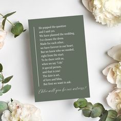 there is a card with a poem on it