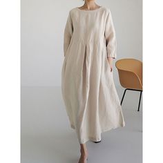 Season:Summer,Spring; Fabric:Linen; Sleeve Length:Long Sleeve; Look After Me:Hand wash,Machine wash; Gender:Women's; Style:Fashion,Classic; Elasticity:Micro-elastic; Occasion:Outdoor,Going out,Daily; Fit Type:Loose Fit; Dresses Type:Casual Dress,Swing Dress,Shift Dress; Pattern:Pure Color; Design:Pocket; Neckline:Crew Neck; Front page:FF; Listing Date:12/23/2022; Production mode:External procurement; 2023 Trends:2023; Bust:; Length:; Shoulder Width:; Special selected products:Season; Fit US Size Cotton Linen Dresses, Oversize Women, Linen Maxi Dress, Japanese Cotton, Long Sleeve Midi, Women Long Dresses, Long Sleeve Midi Dress, Pocket Dress, Summer Cotton