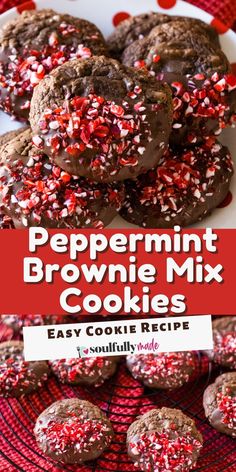 Peppermint Brownie Mix Cookies Peppermint Chocolate Brownies, Chocolate Dipped Peppermint Brownie Cookies, Brownie Mix Peppermint Brownies, Peppermint Brownie Bites, Peppermint Brownie Cookies, Ghirardelli Brownie Mix, Chocolate Peppermint Brownies, Brownie Mix Cookies, Christmas Dessert Table