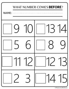 what number comes before? worksheet for kids to practice numbers 1 - 10