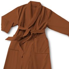 Microfiber Shawl Collar Robe - Terracotta / Terracotta Cotton-Poly Lining A soft, luxurious and oh-so-elegant fabric, microfiber is fast becoming a favorite for those in search of a casual yet sophisticated look. The luxurious French terry knit lining will take you to new heights of luxurious ecstasy. This lining makes your microfiber robe ideal for stepping into right out of the bath or pool. This robe is now the trend for high-end spas and resorts worldwide. Available in a full palette of deli Terry Robe, The Trend, Shawl Collar, French Terry, Shawl, Pool, Collar, Fabric