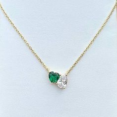 Details: Gemstone: 5a Cubic Zirconia Cut: Heart, Pear Color: Green Gemstone Dimensions: 7x7mm (Heart), 9x6mm (Pear) Metal: Sterling Silver With 14k Yellow Gold Plating Chain Length: 15.5" To 17.5" (Adjustable) Chain Type: Link Clasp: Lobster Gift For Women, Christmas, Birthday, Vacation, Mother's Day, Valentine's Day, Wedding, Engagement , Bridal, Promise, Anniversary, Party Birthday Vacation, Women Christmas, Day Wedding, Anniversary Party, Green Gemstones, Gift For Women, Christmas Birthday, Stone Necklace, Chain Lengths