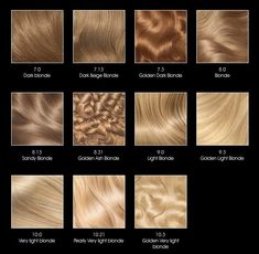 Blonde Hair Color Names, Olia Hair Color, Hair Color Names, Blonde Hair Color Chart, Golden Hair Color, Hair Chart, Golden Blonde Hair Color, Women's Haircut, Permanente Make-up