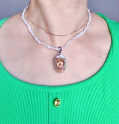 Hand-painted Pearl Pendant, Gift for Mom, Custom Necklace, Pet Portrait Necklace, Miniature Painting, Custom Gift, Wearable Art, Memorial - Etsy Unique Pearl Chain Necklace, Handmade Baroque Pearl Necklace Gift, Handmade Baroque Pearl Necklace For Gift, Unique Pearl Necklace Chain As Gift, Unique Pearl Chain Necklace For Gift, Artisan Pearl Necklace Gift, Handmade Unique Baroque Pearl Necklace, Unique Handmade Baroque Pearl Necklace, Unique Pearl Necklace With Pearl Charm As A Gift