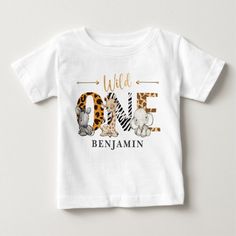 Wild One 1st Birthday Jungle Baby T-Shirt, Infant Unisex, Size: 6 Month, White Wild One 1st Birthday, Wild One Birthday Party, 1st Birthday Shirts, Jungle Birthday, First Birthday Shirts, Jungle Baby, Top Baby Products, Boy First Birthday, Wild One