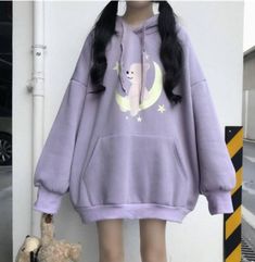 Japanese Kawaii Purple Cartoon Printed Loose Hoodie · KoKo Fashion · Online Store Powered by Storenvy Girly Hoodie, Kawaii Purple, Purple Cartoon, Pastel Hoodie, Kawaii Hoodies, Kawaii Hoodie, Kawaii Clothing, Fashion Kpop, Kawaii Harajuku