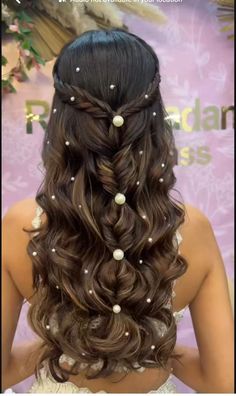 Hairstyles For Choli, Quensenara Ideas, Party Hairstyles For Long Hair, Hairstyles For Gowns, Engagement Hairstyles, Wedding Hair Up, Easy Hairstyles For Thick Hair, Bridal Hair Buns