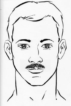 a black and white drawing of a man's face