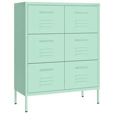 a mint green cabinet with four drawers