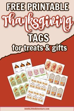 free printable thanksgiving tags for treats and gifts with the text, free printable thanksgiving tags