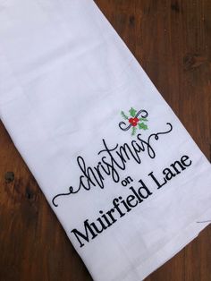 Everyone loves a personalized gift! This towel will be stitched with your street name! This kitchen towel is a perfect gift for a hostess or housewarming gift. They also make great Christmas gifts! This towel can be ordered as a set or individually. This 100% cotton tea towel measures 28x28. This towel is embroidered and can be done in different thread colors if you would like. I ship very fast! Your order will be ready to ship within 2 business days. I am always happy to ship directly to the re Ho Baby, Embroidery Business, Tea Towels Diy, Hipster Gifts, Christmas Embroidery Designs, Thread Colors, Tea Towel Set