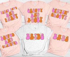 six pink and orange t - shirts with the words baby, it's my boy on them