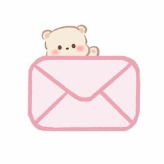 an envelope with a teddy bear sticking out of it