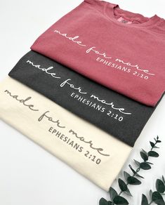 Embroidered Made for More Comfort Colors T-shirt | Christian Apparel | Faith-Based Gift | Gift for Friend | Jesus Shirt | Love and Grace Tee The item in the first picture features Cream thread color on a Pepper Comfort Colors T-shirt. The item in the first picture features Cream thread color on a Crimson Comfort Colors T-shirt. The item in the first picture features Doe Skin Beige thread color on an Ivory Comfort Colors T-shirt. 🎈WELCOME TO LoveStitchesCo If you are looking for soft, comfy, fir Church Merch, Graphic Ideas, Jesus Shirt, Christian Apparel, Simple Tshirt, Comfort Colors Tee, Jesus Shirts, Gift For Friend, Christian Clothing