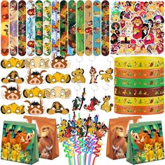 Lion King Party Favor Supplies Bracelets Stickers Mask for Bag Fillers Jungle Lion Kids Birthday Lion King Party Favors, Lion King Party, Jungle Lion, Birthday Giveaways, Party Tableware, Party Bags, Lion King, Festival Party, Party Favor