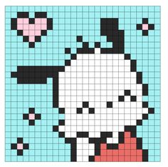 a cross stitch pattern that looks like a panda bear with its tongue out and eyes open