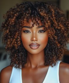 Lovely Warm Brown Layered Curls Fall Hair Colors Dark Skin Brown Brown Hair Color On Black Women, Brown Hair For Dark Skin, Hair Colors On Dark Skin, Colored Afro, Hair Colors For Dark Skin, Fall Hair Colors Dark, Espresso Hair, Mane Magic, Black Women Hair Color