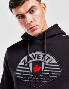 Freshen up your layers with this men's Botticini Hoodie from Zavetti Canada. In a Black colourway, this regular-fit hoodie is made with a soft cotton-blend fleece for lasting comfort. It features an adjustable hood to amp up the coverage, and stretchy ribbing at the cuffs and hem to secure the fit. It has a kangaroo pouch up front for quick and easy storage, and is finished with bold Zavetti Canada branding. Machine washable. | Our model is 6'2" with a 37" chest and wears a size medium. Zavetti Canada, Kangaroo Pouch, Workout Hoodie, Jd Sports, Easy Storage, Sport Fashion, Kangaroo, Cotton Blend, Pouch