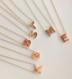 Steel Initial Necklace, Custom Letter Necklace, Handmade Initial Jewelry, Personalized Necklace, Curb Chain, Birthday Gift, Wedding Gift by HannaDesign23 on Etsy Gold Letter Charm Necklace For Birthday, Gold Letter Charm Necklaces For Birthday Gift, Gold Letter Necklaces For Valentine's Day, Gold Letter Necklace For Valentine's Day, Gold Initial Necklace For Birthday Gift, Handmade Initial Pendant Necklace For Anniversary, Gold Letter Necklace For Gifts, Gold Letter Necklace For Gift, Dainty Initial Necklaces For Birthday Gift