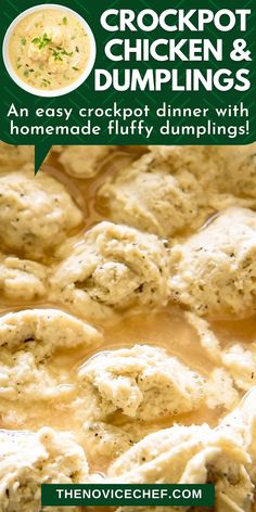 crockpot chicken and dumplings recipe with homemade fluffy dumplings