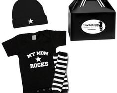 Punk Rock Baby Clothing & Gift Sets by lowleepop on Etsy Punk Rock Baby Clothes, Dj Gifts, Ribbon Pattern