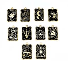 twelve zodiac signs are shown in black and gold