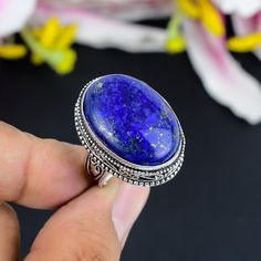 Lapis Lazuli Ring | Gemstone Handmade Ring | 925 Sterling Silver Ring | Silver Jewelry | Genuine Lapis Lazuli Ring | Christmas Gifts SKU - KG- 1034 Handmade Rings Gemstone - Lapis Lazuli  Stone Shape -  Oval Metal Purity - 925 Sterling Silver Ring Size - All Available *Benefits Of Wearing Silver As a metal, silver has significant health benefits that have been used across cultures for centuries. Silver has a proven track record as a powerful antimicrobial agent fighting infections and aiding in Handmade Lapis Lazuli Rings Perfect For Gifts, Lapis Lazuli Gemstone Rings As Gift, Lapis Lazuli Gemstone Ring For Gift, Stamped 925 Round Lapis Lazuli Jewelry, Oval Lapis Lazuli Rings For Gift, Sapphire Rings With Natural Stones For Gift, Round Lapis Lazuli Jewelry For Gifts, Sterling Silver Rings With Natural Stones For Gift, Rings Gemstone