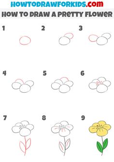 how to draw a pretty flower step by step with pictures for kids and beginners