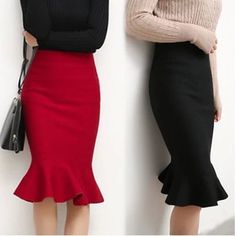 Elegant Knit Fishtail Skirt | Best price | Free shipping! | Check it now! | Moda Do Momento, Unique Skirts, Simply Dress, Fishtail Skirt, 2017 Fashion Trends, Mermaid Skirt, Pretty Style, Work Outfits Women, Mode Vintage