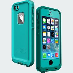 an iphone case is shown with the back cover in aqua blue, and features a built - in screen protector