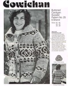 a woman wearing a sweater and jacket in a knitting pattern from the book cowichan